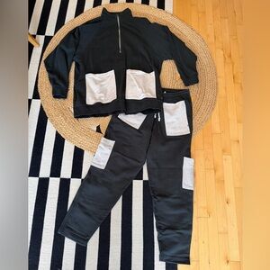 Black and Oatmeal French Terry Sweatsuit